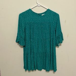 Green flower kids dress